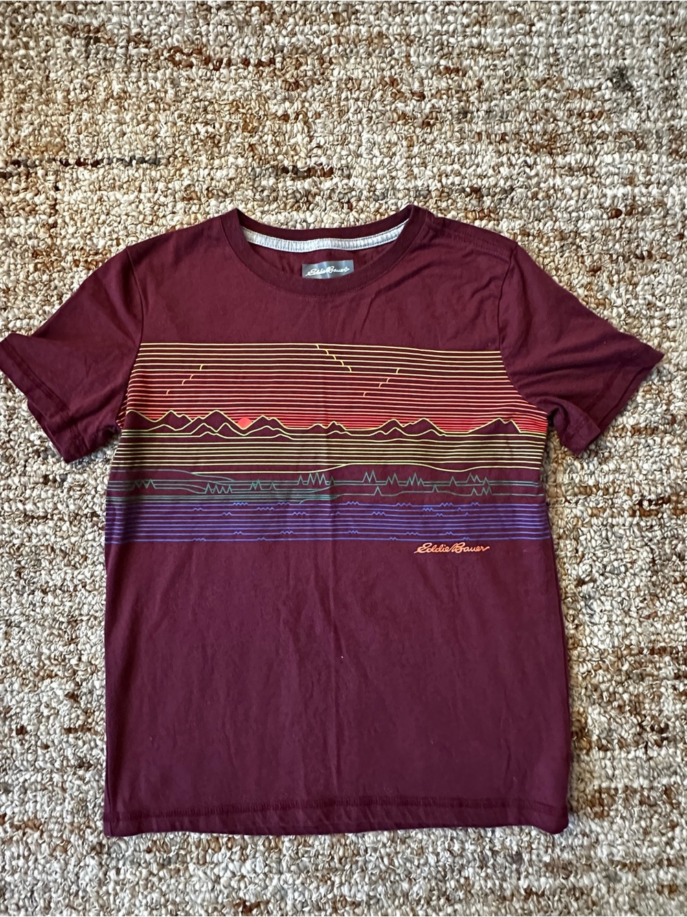 Eddie Bauer Burgundy Short Sleeve Graphic Crew Tee